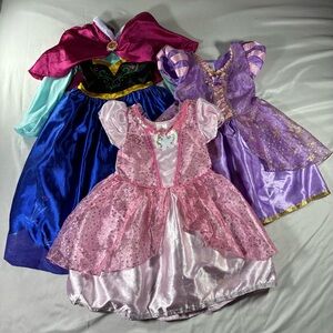 Disney Princess Dress Lot Of 3 Size 4T Anna Rapunzel and Ariel